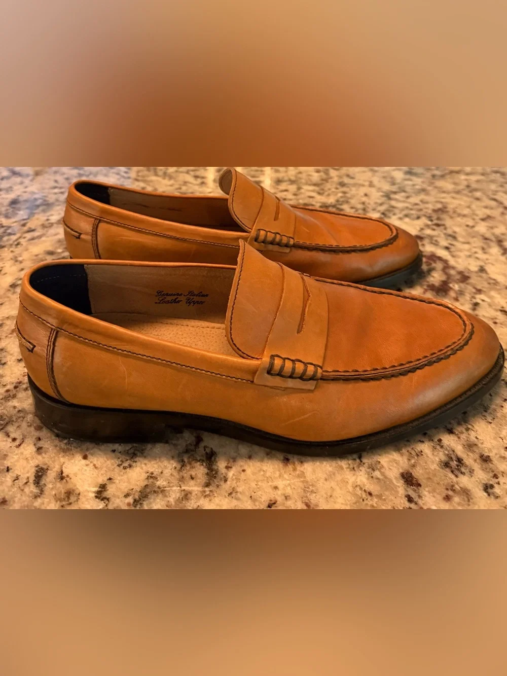 Banana Republic Mens 10M Penny Loafers Tan Brown Italian Leather Ortholite Shoes